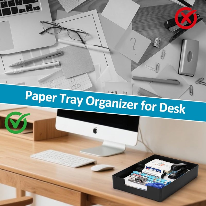 SANWISH Letter-Size Paper Tray Organizer/Office Organizers/Rectangular Plastic Files/Desk Accessories, Plastic Paper Holder File Organizer for Office, School, Home Storage (Black)/Stackable/ - Image 5